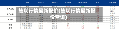 焦炭行情最新报价(焦炭行情最新报价查询)