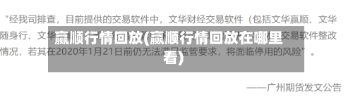 赢顺行情回放(赢顺行情回放在哪里看)-第3张图片