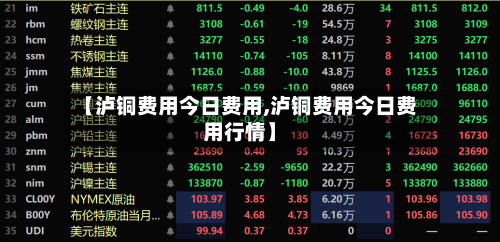 【泸铜费用今日费用,泸铜费用今日费用行情】